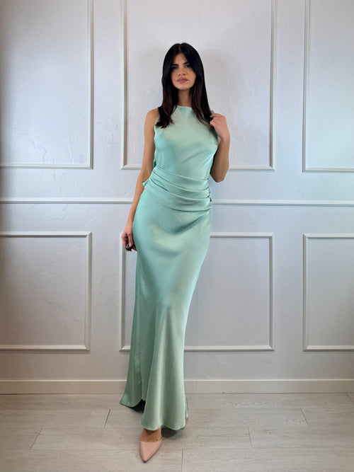 Abito cerimonia satin scollo schiena