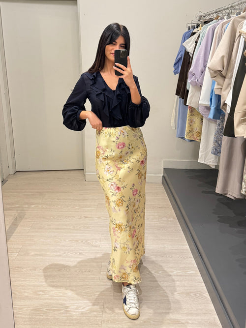 Gonna lunga raso floreale