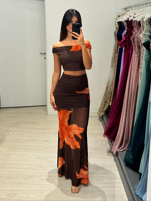 Completo tulle fantasia top e gonna