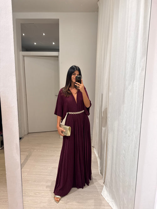 Abito cerimonia maglia plisse lurex manica