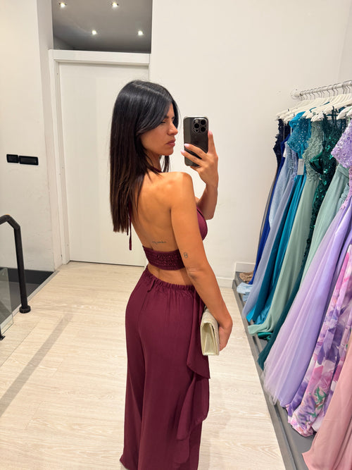 Completo lino top fasce e pantalone