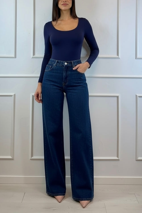 Body a manica lunga con scollo tondo