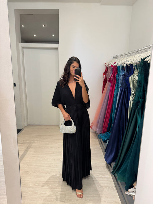 Abito cerimonia maglia plisse lurex manica