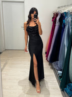 Abito cerimonia sirena top paillettes laccetti