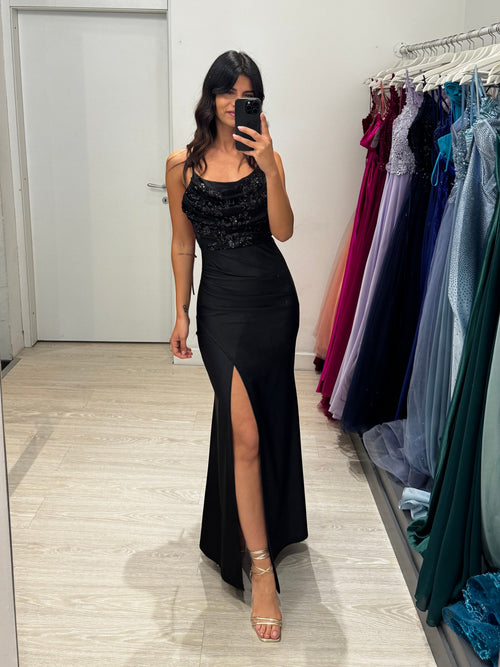 Abito cerimonia sirena top paillettes laccetti