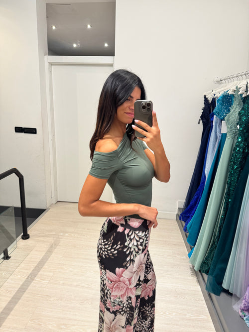 Pantalone palazzo viscosa rose