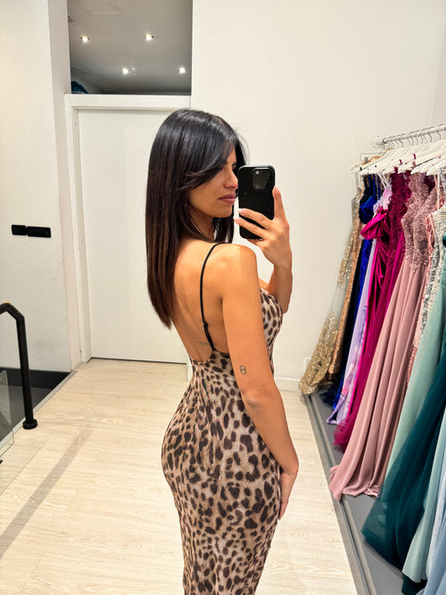 Vestito lungo tulle maculato