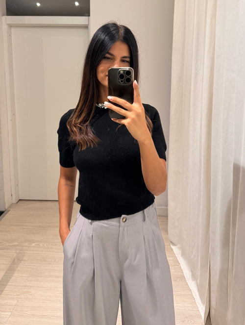 T shirt maglia fiori paillettes