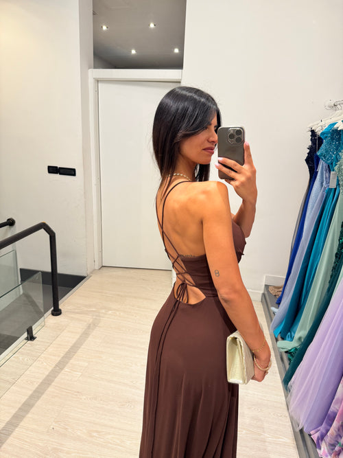 Abito cerimonia Mery incrocio schiena con spacco