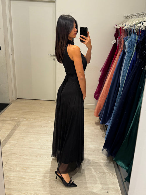 Abito Giulia cerimonia tulle brilli scollo Americana