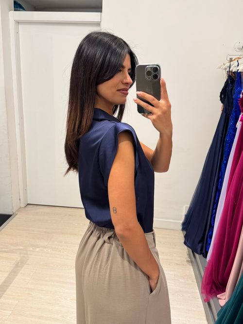 Camicia colletto manica corta raso