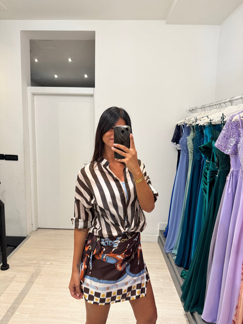 Camicia righe collo coreana