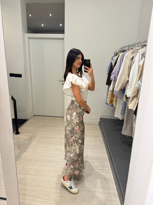 Gonna lunga raso floreale