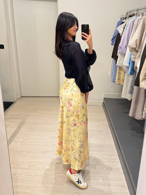 Gonna lunga raso floreale