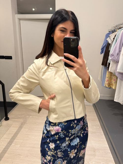 Giacca ecopelle con colletto