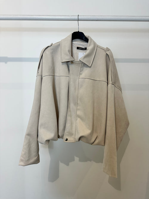 Giacca palloncino scamosciata con colletto