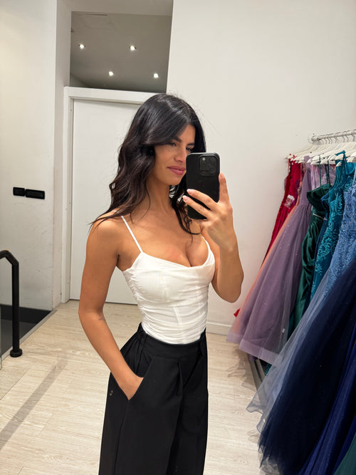 Top crop tulle stecche