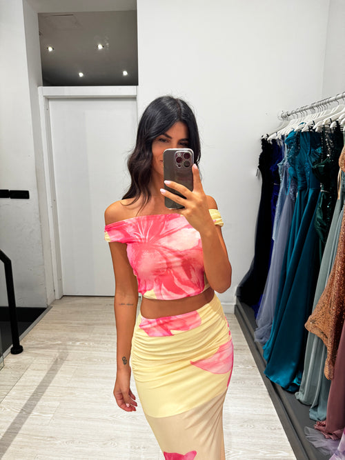 Completo tulle fantasia top e gonna
