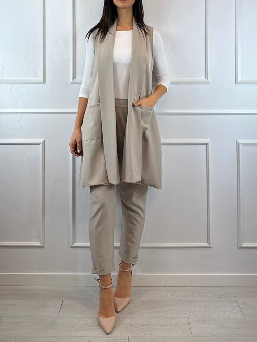 Gilet lungo con tasche