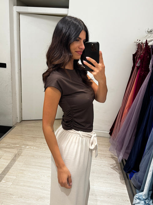 T-shirt Lycra vita arricciata