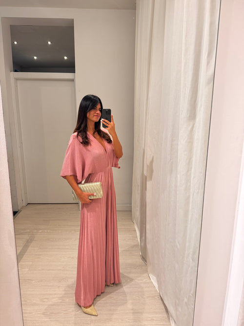 Abito cerimonia maglia plisse lurex manica