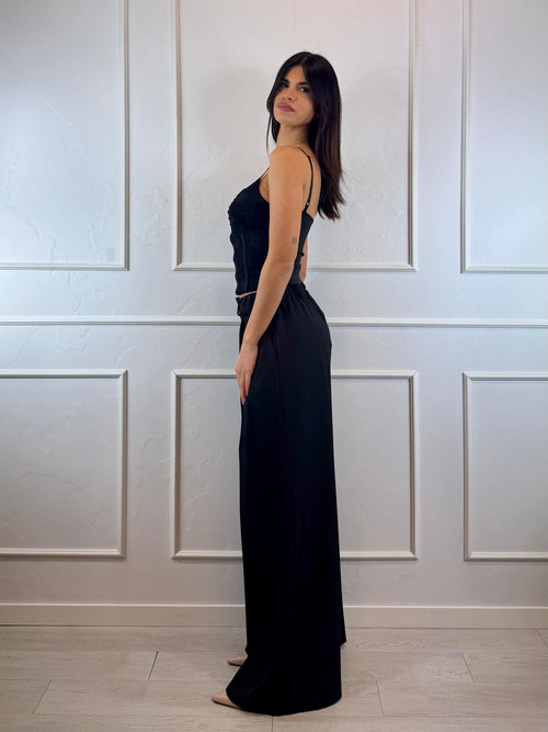 Top crop pizzo con spalline sottili