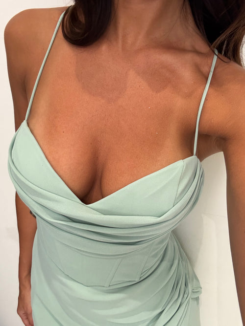 Abito sirena Meddy corsetto strutturato drappeggi