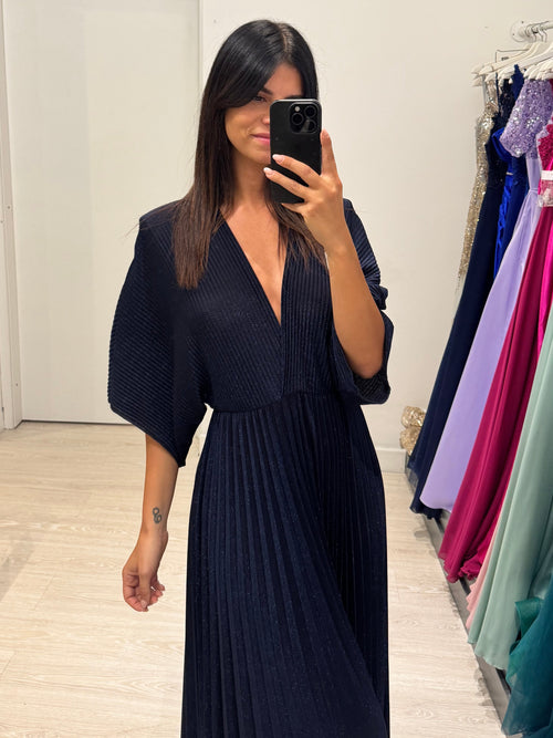 Abito cerimonia maglia plisse lurex manica