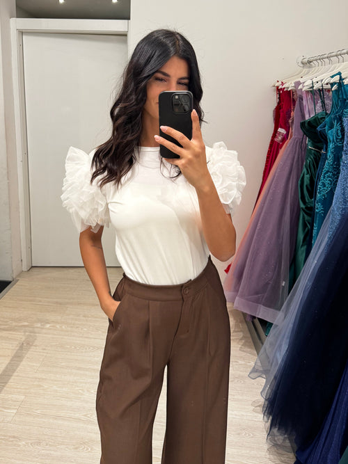 T-shirt maniche tulle