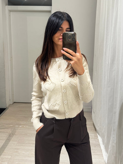 Cardigan cuori in rilievo