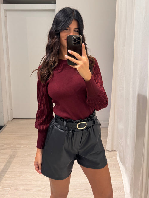 Shorts ecopelle cintura