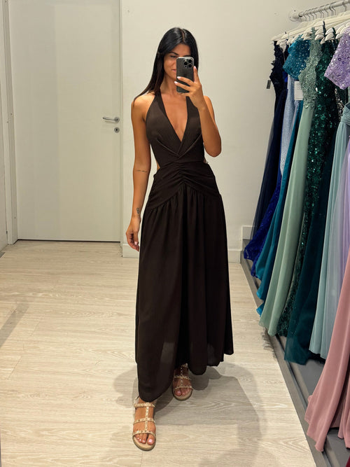 Vestito midi laccio collo