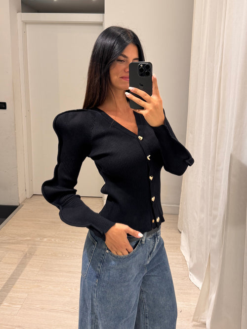 Cardigan bottoni cuore manica onde