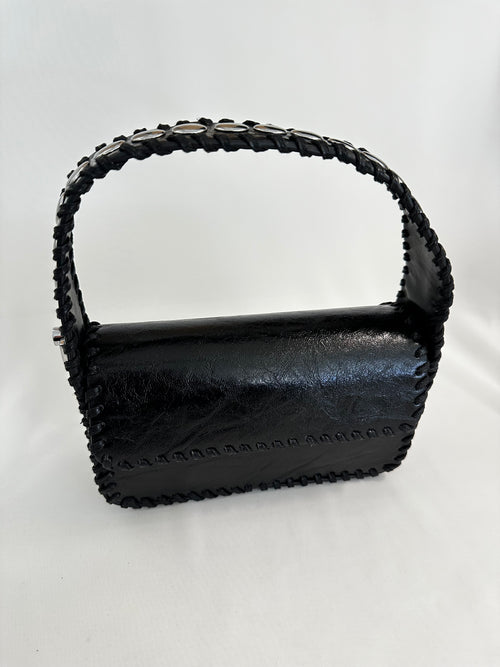 Borsa con borchie tonde ecopelle