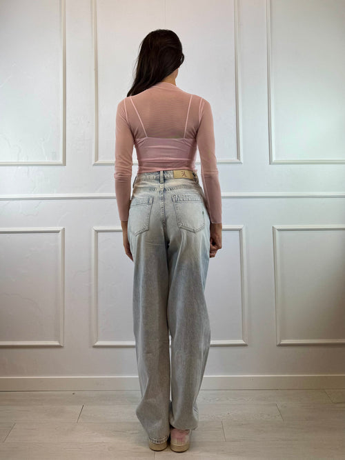 Top crop tulle con reggiseno