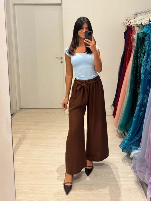 Pantalone palazzo leggero con cintura