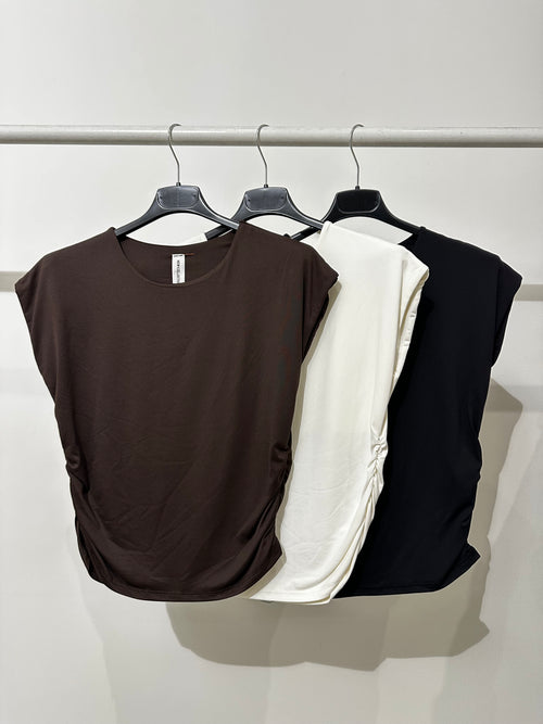 T-shirt Lycra vita arricciata