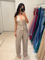 Pantalone elegante effetto lino