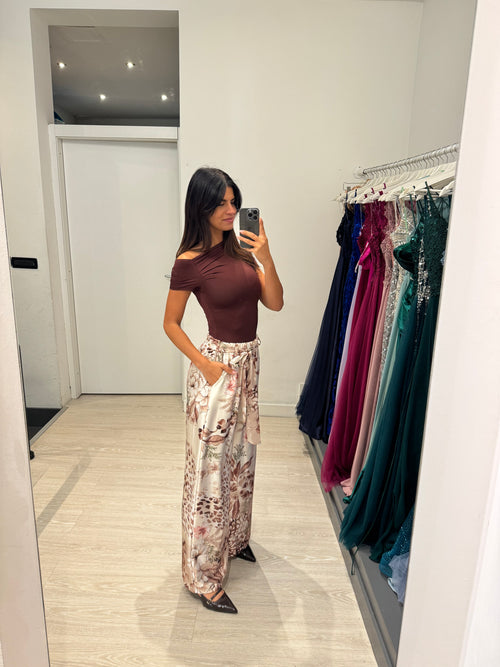Pantalone palazzo raso floreale