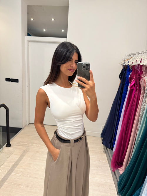 Pantalone palazzo pence vita arricciata leggero