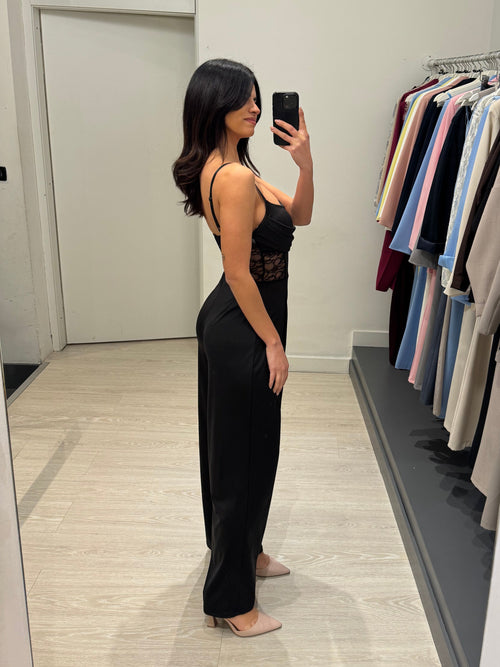 Tuta lunga cerimonia con pizzo sui fianchi