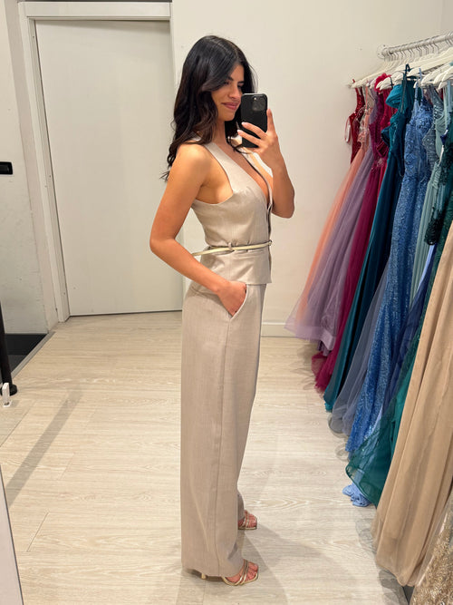Pantalone elegante effetto lino