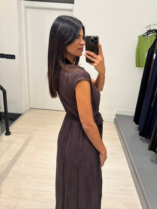 Vestito lungo kimono con colletto fiori rilievo