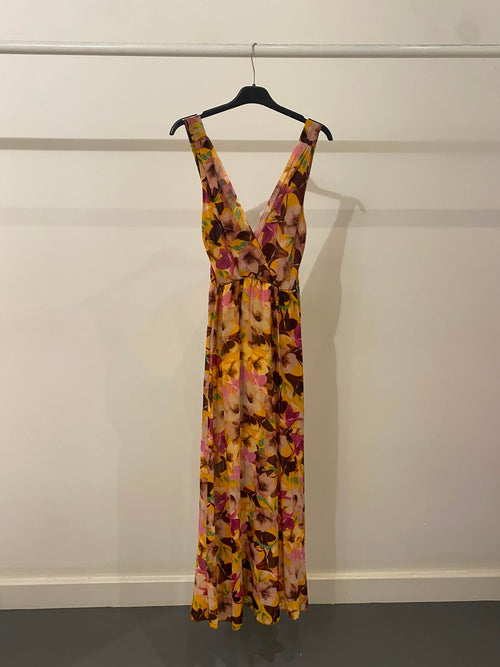 Vestito lungo scollo V fantasia mix