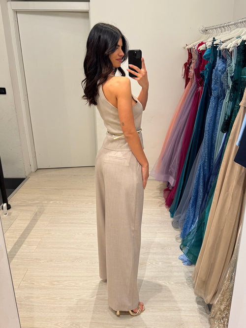 Pantalone elegante effetto lino