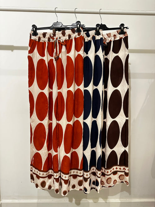 Pantalone palazzo pois vita arricciata