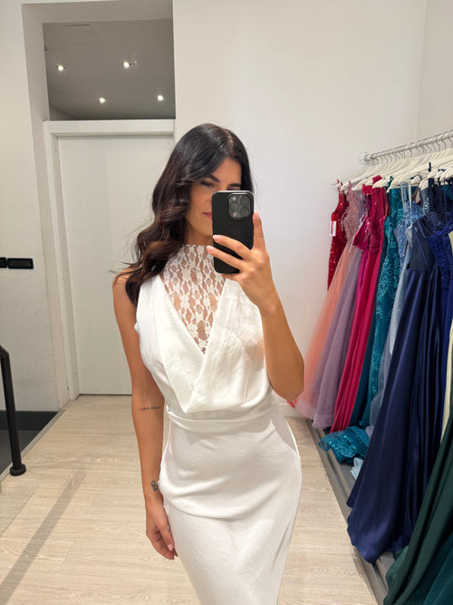 Abito cerimonia satin con pizzo