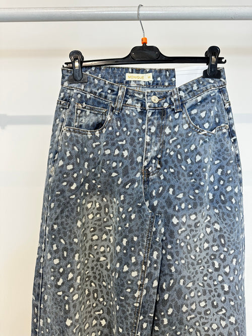 Jeans palazzo maculato