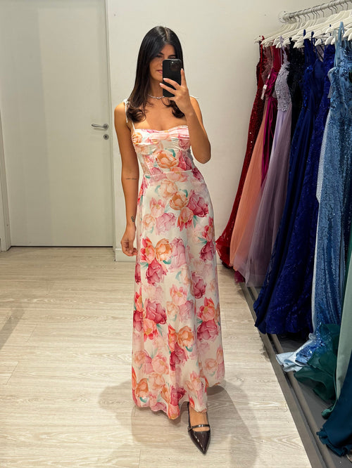 Vestito lungo floreale spalline