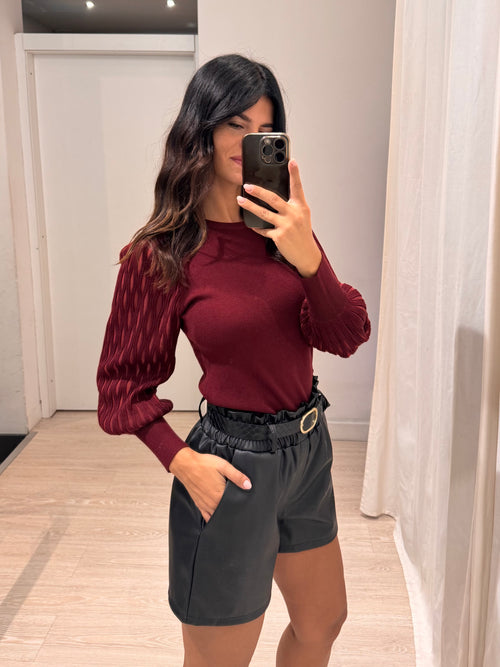 Shorts ecopelle cintura